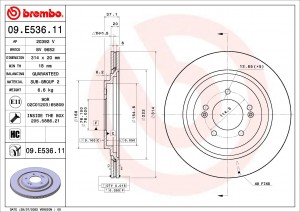 09.E536.11 Диск тормозной 09E53611 BREMBO
