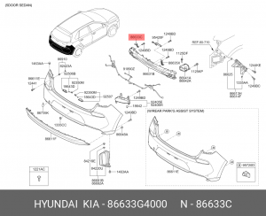 86633G4000 ОПОРНАЯ ПЛАНКА ПАНЕЛИ БАМПЕРА 86633G4000 HYUNDAI