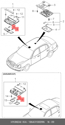 Лампочка подсветки салона (12в, 10вт) 18643-10009N 1864310009N HYUNDAI KIA