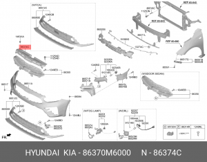 Молдинг бампера KIA Cerato (18-) переднего OE 86370M6000 HYUNDAI KIA