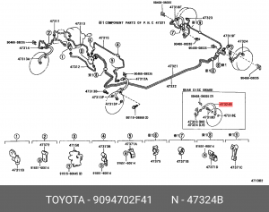 шланг тормозной! задний L=285\ Toyota Starlet EP80/EP81 1.0/1.3 90-92 90947-02F41 TOYOTA