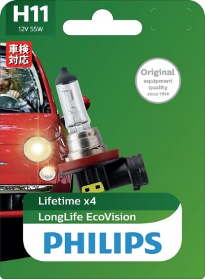 Лампа 12V H11 55W PGJ19-2 блистер (1шт.) Long Life Eco Vision PHILIPS 12362LLECOB1 PHILIPS