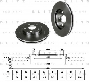 Диск тормозной передний вентилируемый TOYOTA Auris/Corolla 13- BS0346 BS0346 BLITZ