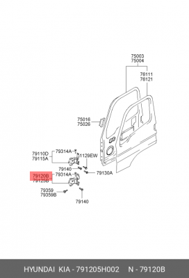 петля левой двери !нижняя\ HYUNDAI HD65/72/78 791205H002 HYUNDAI
