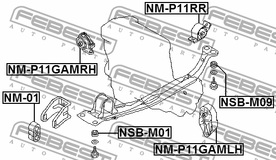 Опора двигателя NM-P11GAMLH NM-P11GAMLH FEBEST