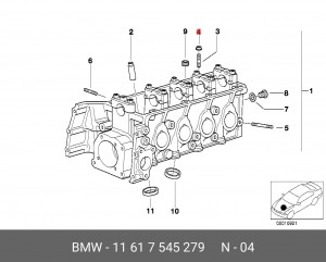 гайка штифта ГБЦ!\ BMW F10/F11/E70/E90/E91 09-16 11 61 7 545 279 BMW