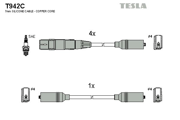 к-кт проводов!\ Seat Alhambra/ VW Sharan 2.0i 95-10 T942C TESLA