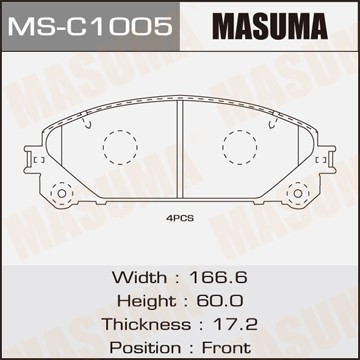 колодки дисковые передние!\ Lexus RX270/350/450H, Toyota HighLander 3.5 08> MSC1005 MASUMA