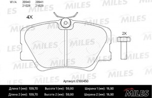 Колодки тормозные передние (без датчика) (Смесь Semi-Metallic) MERCEDES BENZ W20 E100450 MILES