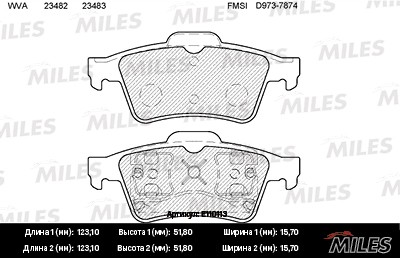 Колодки тормозные задние (без датчика) (Смесь Semi-Metallic) (NISSAN PRIMERA P12 E110113 MILES