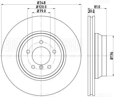 Диск торм. BMW 7 (E65) (01-) перед. d=348 (DF 261505)  2шт DF261505 TRIALLI