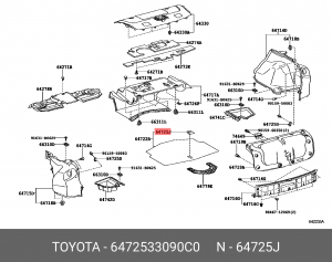 клипса! обшивки багажного отделения\ Toyota Camry/Corolla 11-14 64725-33090-C0 TOYOTA