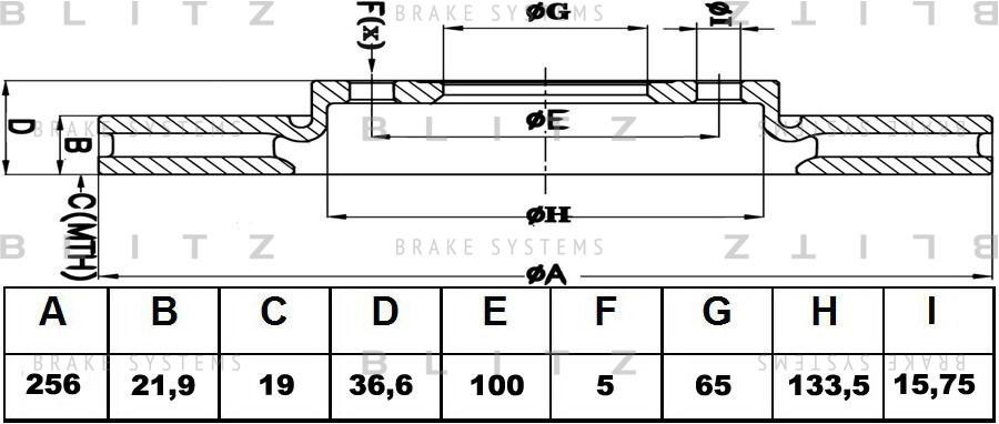 Диск тормозной передний вентилируемый VW Bora/Fox/Golf/Polo 97-AUDI A1/A2/A3 96- BS0153 BLITZ