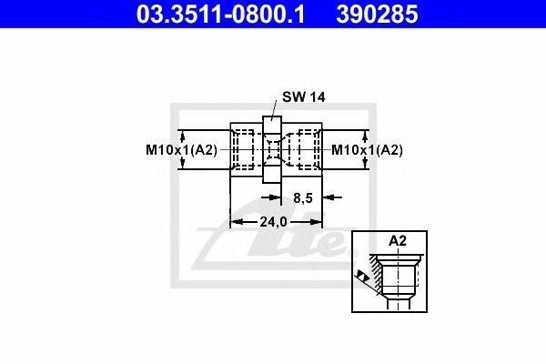 штуцер соединительный тормозного суппорта!\Audi 100/ SEAT Ibiza ST 1993 - 1996 03.3511-0800.1 ATE