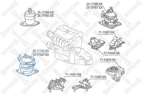 подушка двигателя передняя!\ Honda Accord CL# 2002-2008 25-17348-SX STELLOX