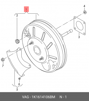 вакуумный усилитель тормозов!\VW Golf 08> 1K1614106BM VAG