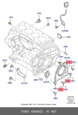 БОЛТ ЗАДНЕГО САЛЬНИКА КВ.    BOLT - HEX 4364422 4 364 422 FORD