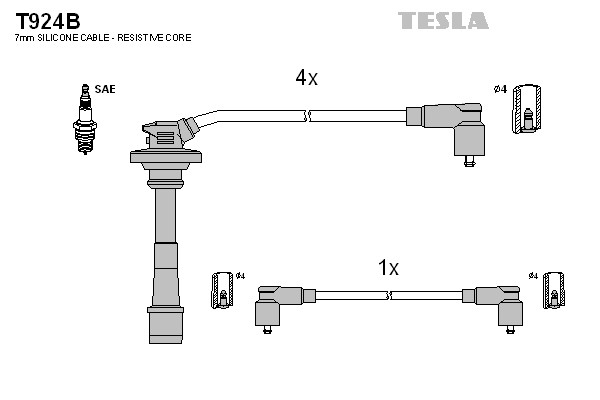 к-кт проводов!\ Toyota Avensis/Carina 1.6/1.8i 92-00 T924B TESLA
