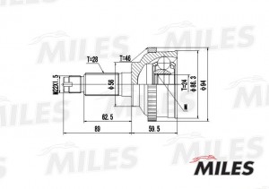 ШРУС наружный KIA CARENS/CLARUS/MAGENTIS 1.6-2.0 96- (с ABS) (GSP 827029) GA2018 GA20180 MILES