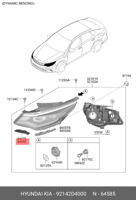 92142D4000 BRACKET ASSY-FR BUMPER GUIDE,R 92142D4000 MOBIS
