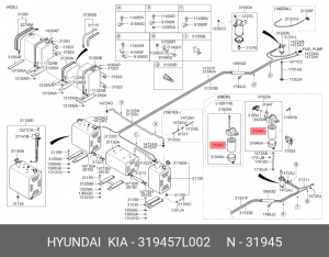 Фильтр топливный HYUNDAI HD65,78,County дв.D4DD,D4GA,GOLD дв.D6HA,Universe дв.D6 31945-7L002 HYUNDAI KIA