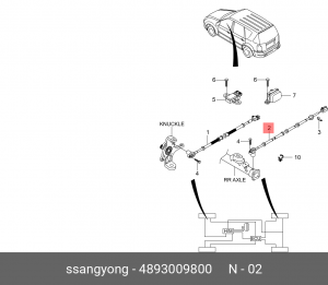 Датчик АБС SSANGYONG Kyron (08-),Actyon Sports (12-),Rexton (08-) колеса заднего 4893009800 SSANG YONG