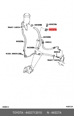 прокладка трубки гидроусилителя!\ Toyota Avensis 97>/Camry 92>/Land Cruiser 96> 44327-12010 TOYOTA