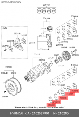 Вкладыши HYUNDAI Tucson (04-),Santa Fe (00-) (2.0 TDI) коренные STD-B комплект ( 2102027901 HYUNDAI KIA