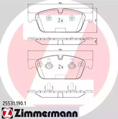 Колодки тормозные MERCEDES ML (W166),GL (X166) передние (4шт.) ZIMMERMANN 25531.190.1 ZIMMERMANN