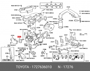 Прокладка  17276-36010 17276-36010 TOYOTA
