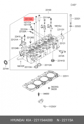 Втулка HYUNDAI Porter 2 направляющая клапана выпускного OE 221154A000 HYUNDAI KIA