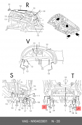 Заглушка VW AUDI SEAT SKODA OE N 904 028 01 VAG