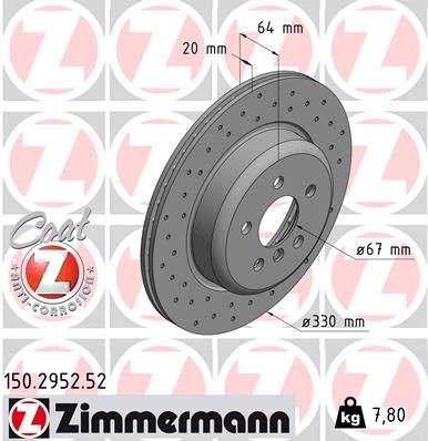 диск тормозной !Sport задн.лев. 330x20/64-5x112 \ BMW F01/F07/F10/F11 2.0-3.0i/D 150.2952.52 ZIMMERMANN