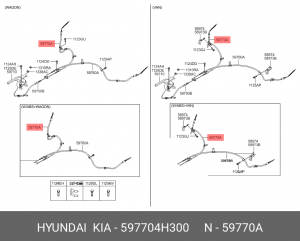 Трос стояночного тормоза HYUNDAI Starex H-1 (07-) (8 мест.) правый OE 597704H300 HYUNDAI KIA