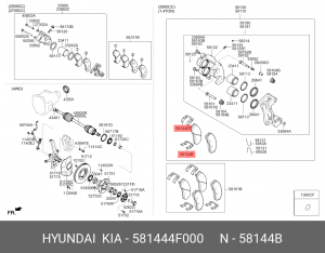 Пружина KIA Bongo 3 (06-) колодок тормозных передних OE 581444F000 HYUNDAI KIA