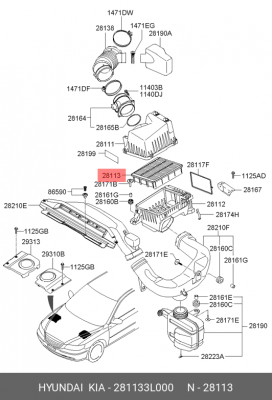 Фильтр воздушный HYUNDAI Grandeur (2.7) OE 281133L000 HYUNDAI KIA