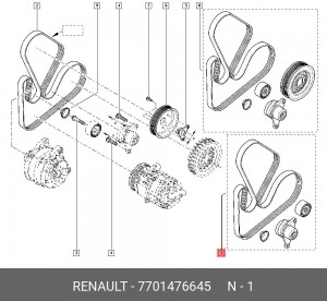 Ремень приводной поликлиновой RENAULT Master OPEL Movano,Vivaro комплект с ролик 7701476645 RENAULT