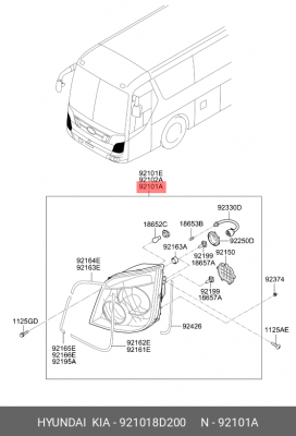 Фара передняя левая Universe АНАЛОГ!!! 92101-8D201 921018D200 HYUNDAI KIA