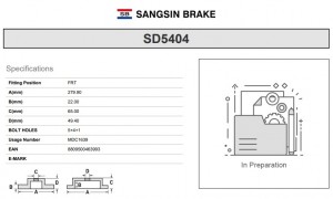 Диск тормозной VW Golf 5 AUDI A3 SKODA Octavia передний (1шт.) SANGSIN SD5404 SANGSIN