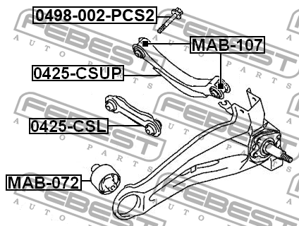 Болт верхн рычага задн подвески NISSAN QASHQAI J10/J11 0498-002-PCS2 0498-002-PCS2 FEBEST
