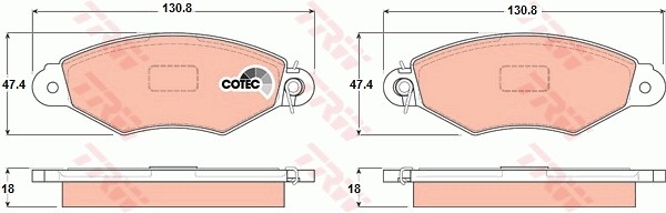 Колодки тормозные NISSAN Kubistar (03-) RENAULT Kangoo (97-) передние (4шт.) TRW GDB1321 TRW