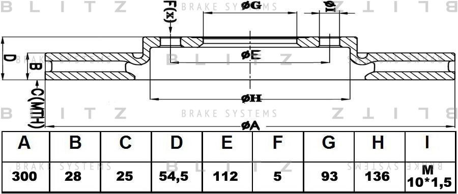 Диск тормозной передний вентилируемый FORD Transit 06- BS0239 BS0239 BLITZ