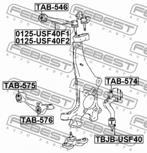 Сайлентблок задн нижн рычага LEXUS LS460/460L USF4# 2006-2012 TAB-575 TAB-575 FEBEST