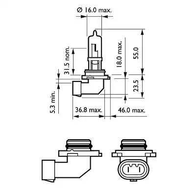 Лампа 12V HB3 60W P20d +30% Premium PHILIPS 9005PRC1 PHILIPS