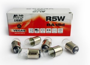 ЛАМПА AVS VEGAS 24V. R5W(BA15D) BOX(10 ШТ.) A78327S AVS