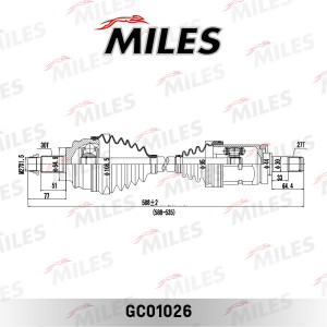 Привод в сборе передний левый BMW X5(E53) (GKN 304495) GC01026 GC01026 MILES
