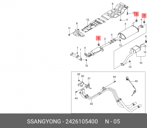 Кронштейн SSANGYONG Actyon (06-),Kyron (05-),Rexton (02-) крепления глушителя OE 2426105400 SSANG YONG