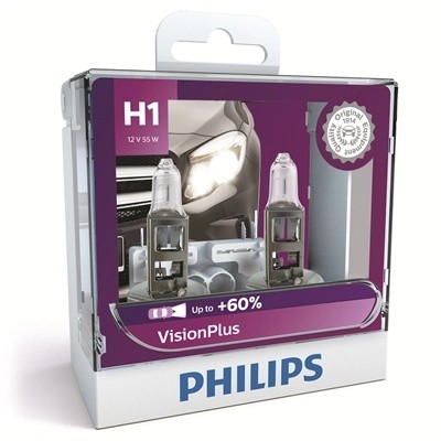 Лампа 12V H1 55W P14.5s +60% бокс (2шт.) VisionPlus PHILIPS 12258VPS2 PHILIPS