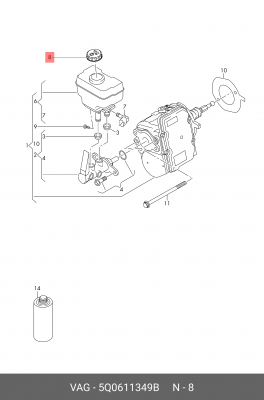 Крышка VW Golf (13-) бачка тормозной жидкости OE 5Q0 611 349 B VAG