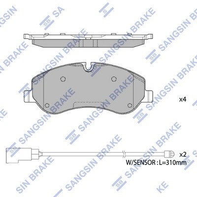 Колодки тормозные дисковые Ford Transit 14/Transit/Tourneo Custom 12 SP1885 SP1885 SANGSIN